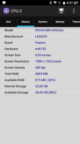 Leagoo KIICAA Mix. CPU-Z screenshot 2