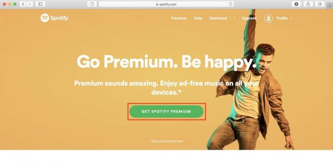 Πώς να χρησιμοποιήσετε το Spotify στη Ρωσία κάντε κλικ στο κουμπί Get Spotify Premium