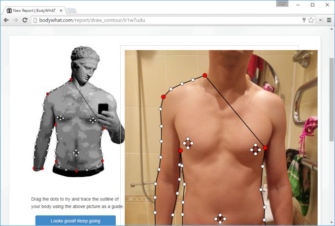 Ανάλυση του σώματος πάνω στις φωτογραφίες για να BodyWHAT