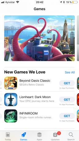 App Store στο iOS 11: οριζόντια κύλιση