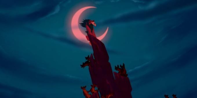 Κινουμένων σχεδίων «The Lion King»: Απλά ταιριάζει στο τελικό μουσικό αριθμό Να είστε έτοιμοι σχήμα σημαδιών στην λαμπερή μισό φεγγάρι στον ουρανό νύχτας