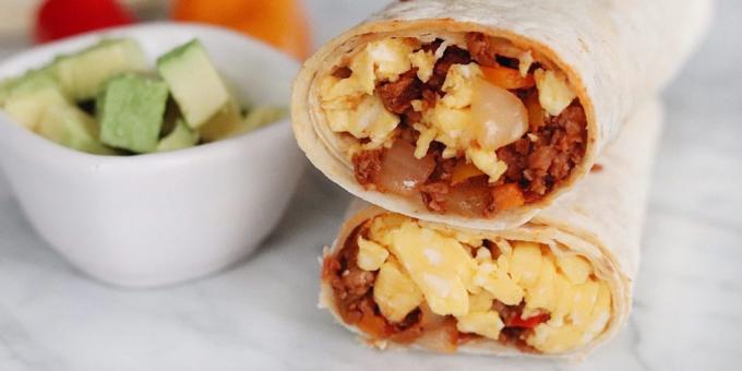 Burrito με αυγά και chorrizo