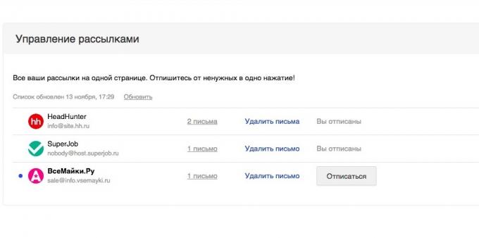 «Mail.ru Mail": Διαχείριση Διανομή