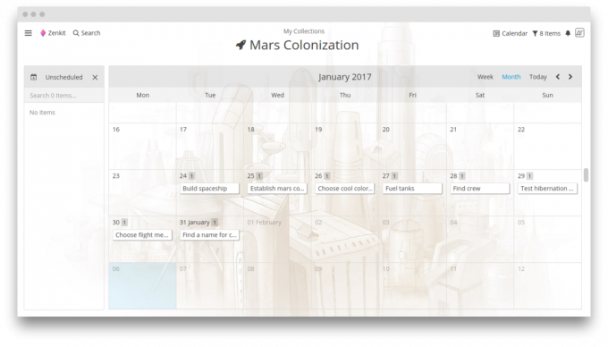 Zenkit: Λειτουργία ημερολογίου