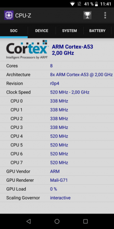 Ulefone ισχύος 5. CPU-Z