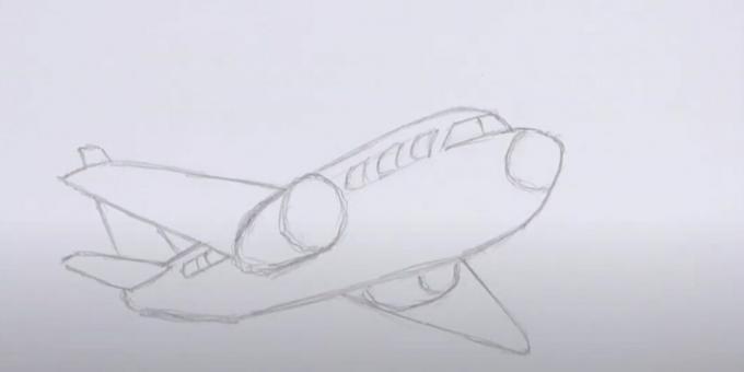 Πώς να σχεδιάσετε ένα αεροπλάνο: σχεδιάστε τις παραφωτίδες, το γυαλί και τον κινητήρα