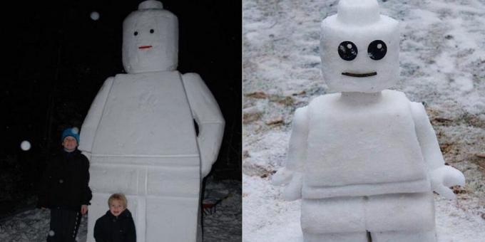 Χιόνι σχήματα με τα χέρια τους: Lego άνθρωπος