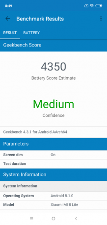 Επισκόπηση Xiaomi Mi 8 Lite: Αποτέλεσμα