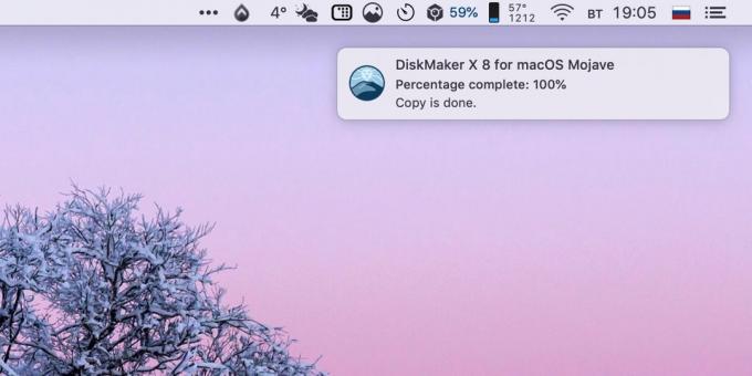 Πώς να κάνει ένα bootable μονάδα flash USB με το MacOS: παράθυρο του βοηθητικού προγράμματος δεν εμφανίζεται, αλλά θα λάβετε μια πορεία δημιουργίας μιας κοινοποίησης δίσκο εκκίνησης