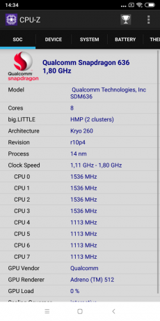επανεξέταση Xiaomi Mi Max 3: CPU-Z