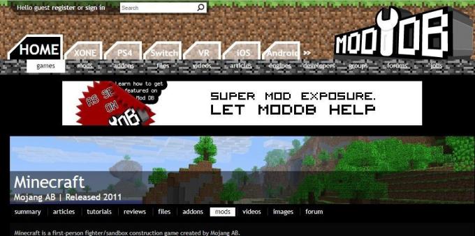 Μόδα Πού να κατεβάσετε Minecraft: ModDB