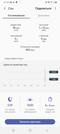 Samsung Galaxy Παρακολουθήστε Δραστηριότητα: Ποιότητα ύπνου