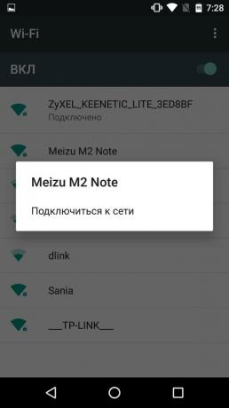 Πώς να διανείμει το διαδίκτυο από το τηλέφωνό σας στο Android: συνδέστε το Nexus 5 για να Meizu M2 Σημείωση για Wi-Fi