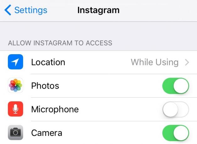 Ο έλεγχος της πρόσβασης στις πληροφορίες εφαρμογής στο iOS Instagram 9