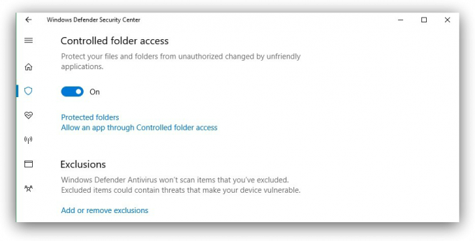 Πέτια. Windows Defender Κέντρο ασφαλείας: Ένα