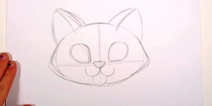  Σχεδιάστε πάνω από τις σταγόνες της μύτης - Μάτι περιγράμματα - και να προγραμματίσετε μια αυτιά της γάτας