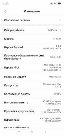 Επισκόπηση Xiaomi Mi 8 Lite: Έκδοση Σύστημα