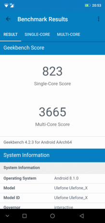Επισκόπηση smartphone Ulefone X: Geekbench