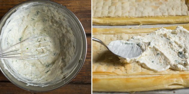 Φέτα τάρτα: φτιάξτε κρέμα τυριού και βουρτσίζετε πάνω από τη ζύμη