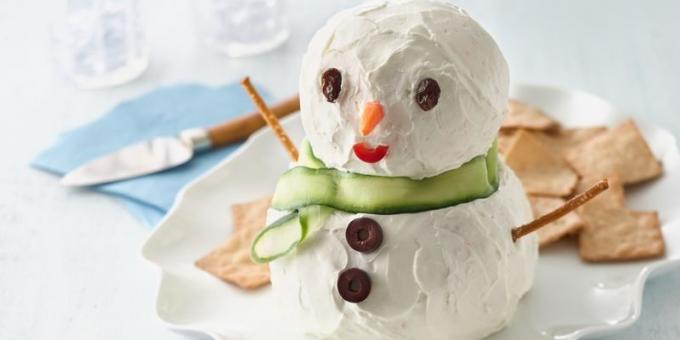 Χριστούγεννα πιάτα: Ορεκτικό «Τυροκομικά Χιονάνθρωπος»