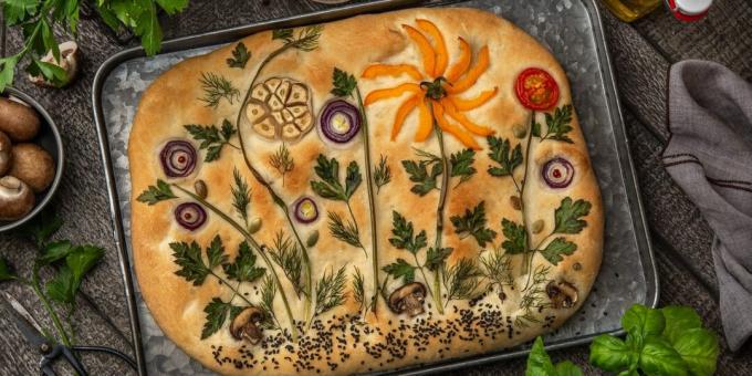 Φωτεινή focaccia με λαχανικά