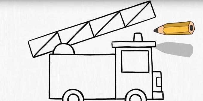 Πώς να σχεδιάσετε ένα πυροσβεστικό όχημα: προσθέστε μια σκάλα και ένα φάρο