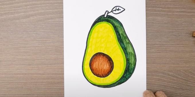 Πώς να σχεδιάσετε ένα αβοκάντο: βάψτε το λάκκο και την πλευρά του φρούτου