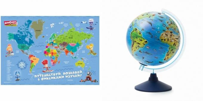 Δώρα για ένα αγόρι για 5 χρόνια στα γενέθλιά του: παγκόσμιος χάρτης ή πλανήτης