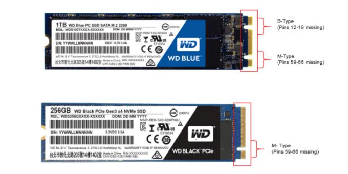 Τι είναι καλύτερο SSD: SSD Μ.2 πλήκτρο c B + M (άνω) και SSD Μ.2 με πλήκτρο M (κάτω)