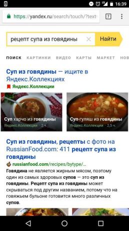 «Yandex»: αναζήτηση συνταγές με συστατικά