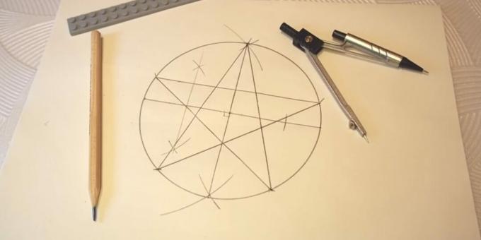 Πώς να σχεδιάσετε ένα αστέρι χρησιμοποιώντας μια πυξίδα και χάρακα