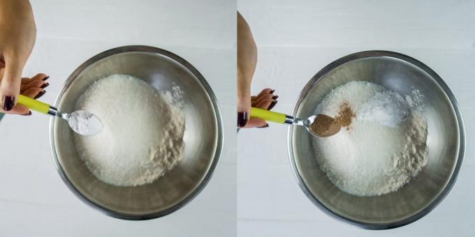 Πώς να μαγειρέψουν ένα κέικ με αχλάδια: Προσθήκη κανέλα και το μπέικιν πάουντερ