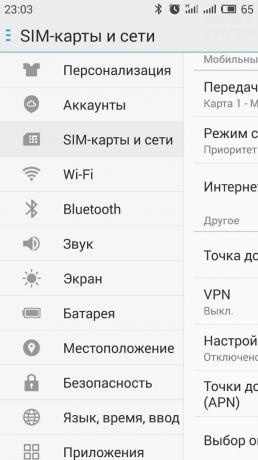 Πώς να διανείμει το Διαδίκτυο με του Android-smartphone: ανοίξτε την «κάρτα SIM και το τμήμα του δικτύου»