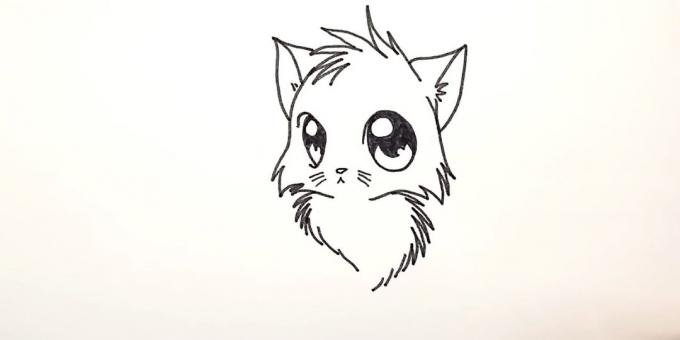 Πώς να επιστήσω Anime γάτα: Στο κάτω μέρος της ζικ-ζακ και διακεκομμένες γραμμές το χρώμα στα αφράτα του μαστού