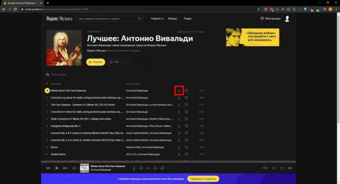 Λήψη μουσικής από το Yandex. Μουσική ": Skyload